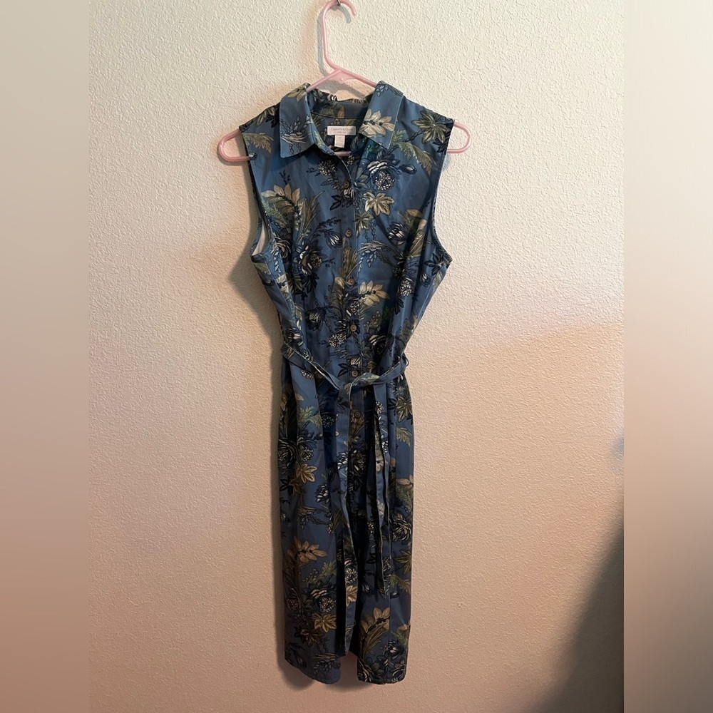 Blue and Tan Charter Club Belted Sundress Size 12 Petite